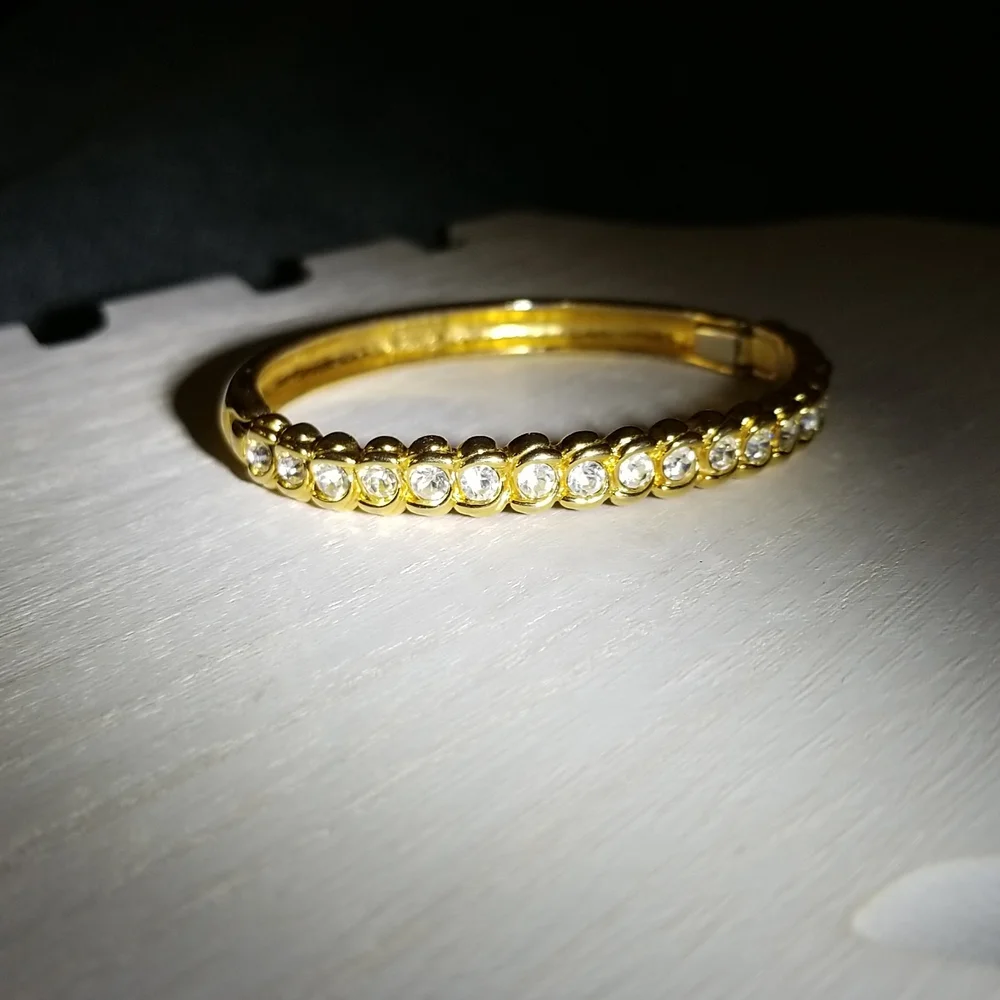 Vintage 1980s Nolan Miller Rhinestone Hinged Cuff